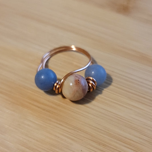 Handmade Copper Wire Wrapped Gemstone Rings – Multiple Sizes Available