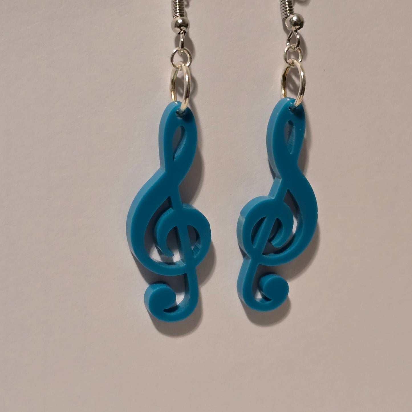 Blue Treble Clef Music Note Earrings | Handmade Dangle Music Jewelry