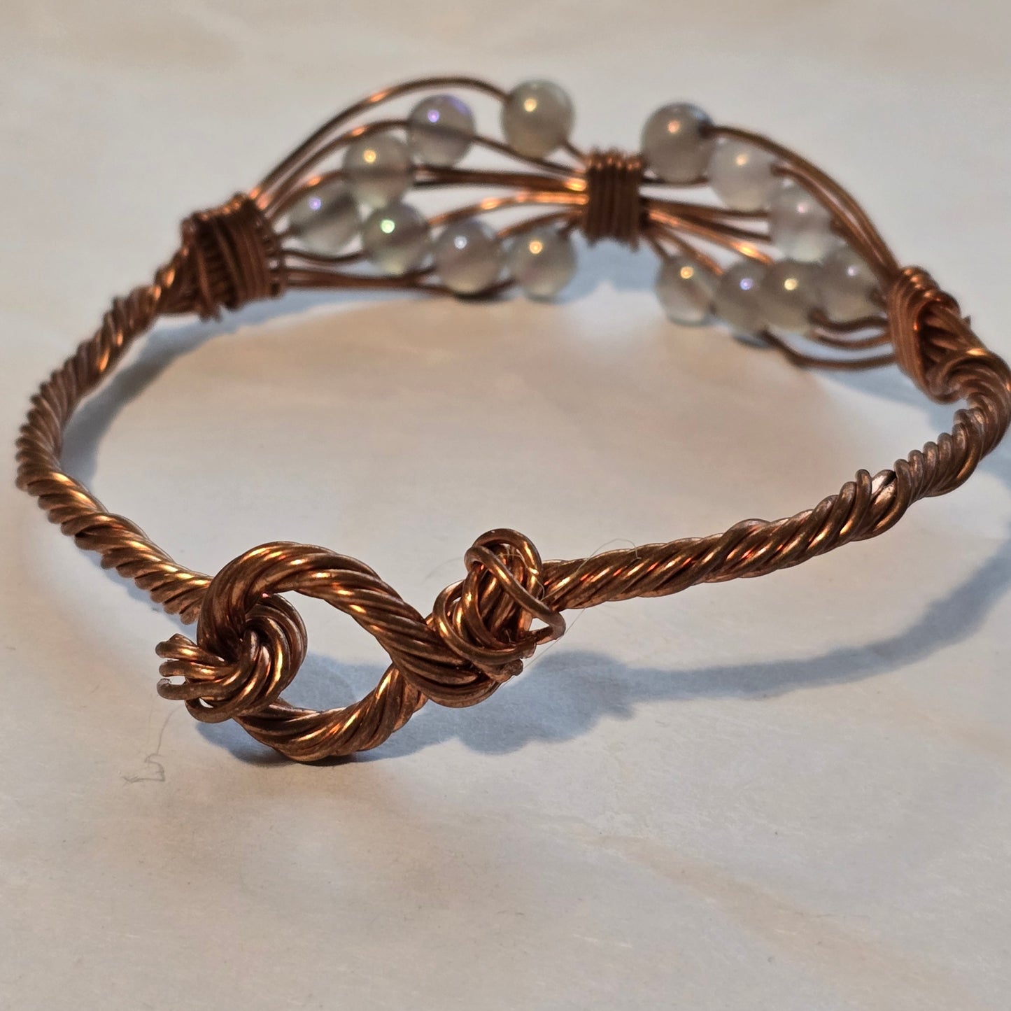 Handmade Copper Wire Wrapped Bracelet with labradorite Beads | Adjustable