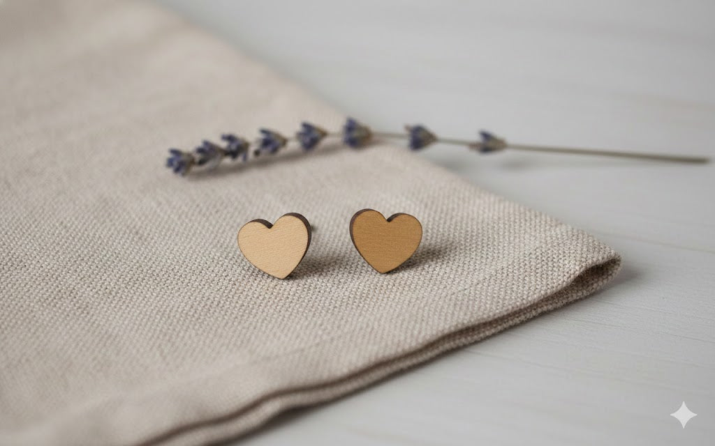 Sweetheart Wood Stud Earrings – Everyday Lightweight