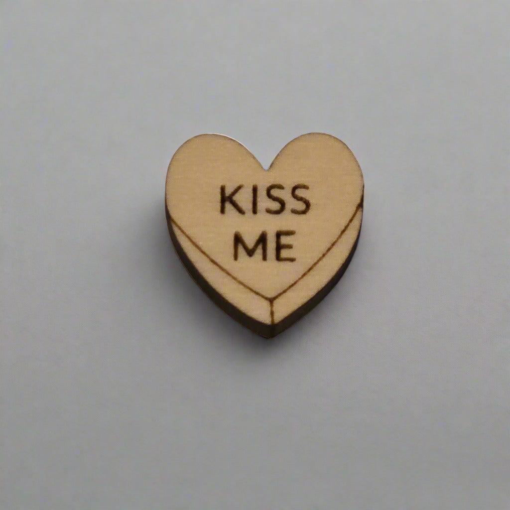 Handmade Wooden Heart Stud Earrings – Valentine’s “Hug Me” Candy Design