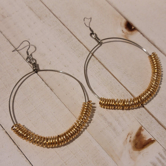 Handmade Gold Spring Hoop Earrings – Lightweight Wire Wrapped Hoops