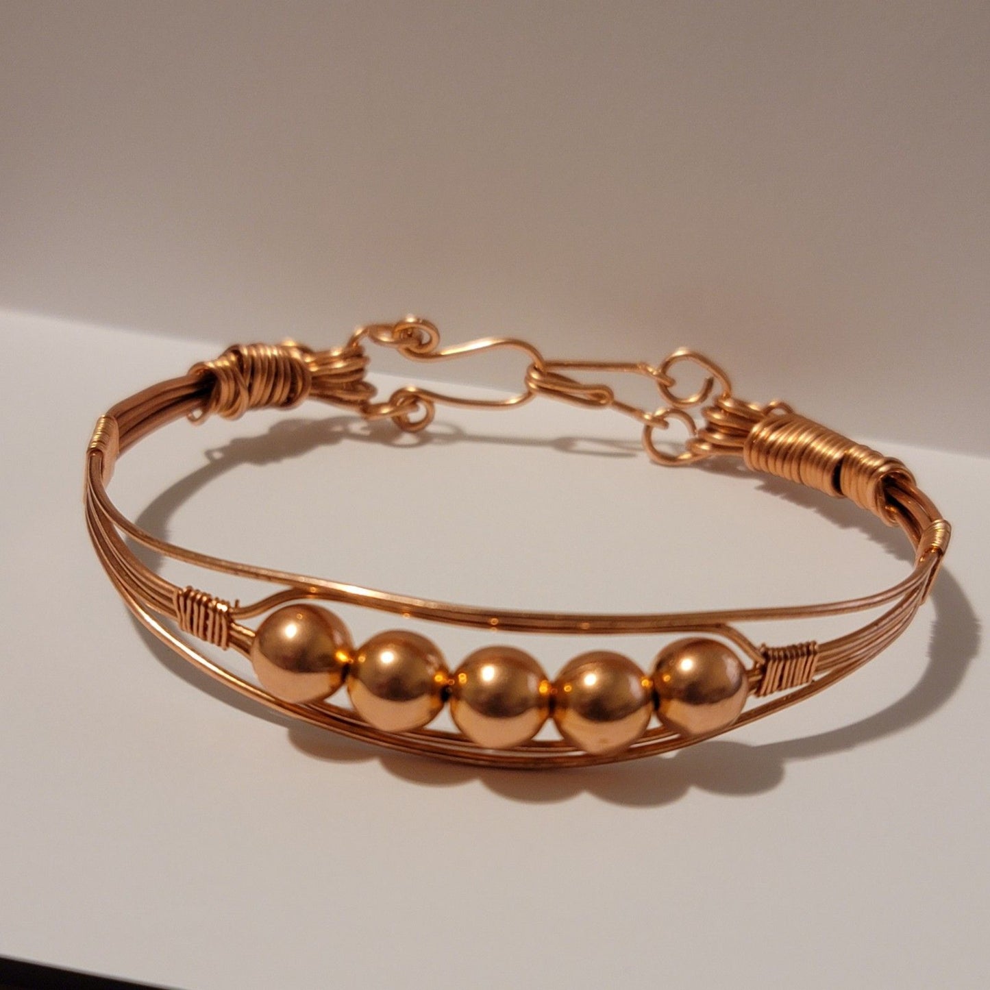 Handmade Copper Beaded Bracelet – Minimalist Wire Wrap Design