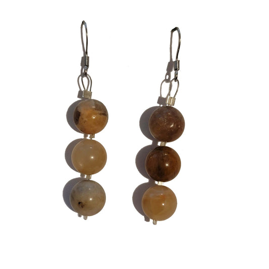 Handmade Moonstone Bead Dangle Earrings – Natural Gemstone Jewelry