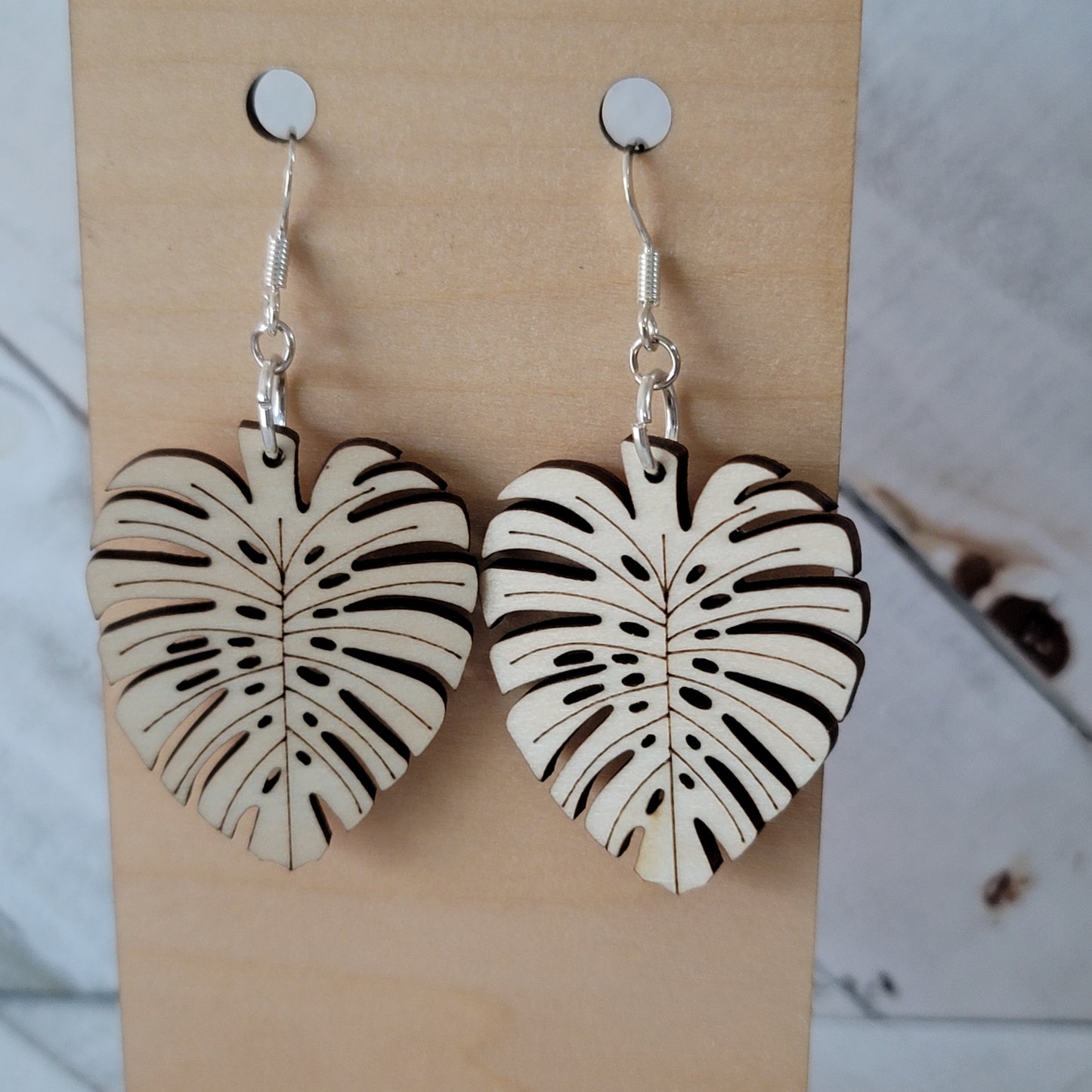 Handmade Monstera Leaf Dangle Earrings – Lightweight Botanical Jewelry