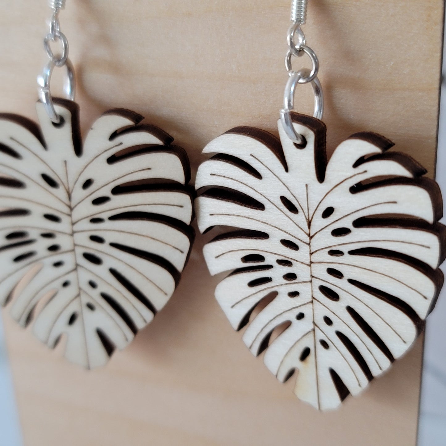 Handmade Monstera Leaf Dangle Earrings – Lightweight Botanical Jewelry