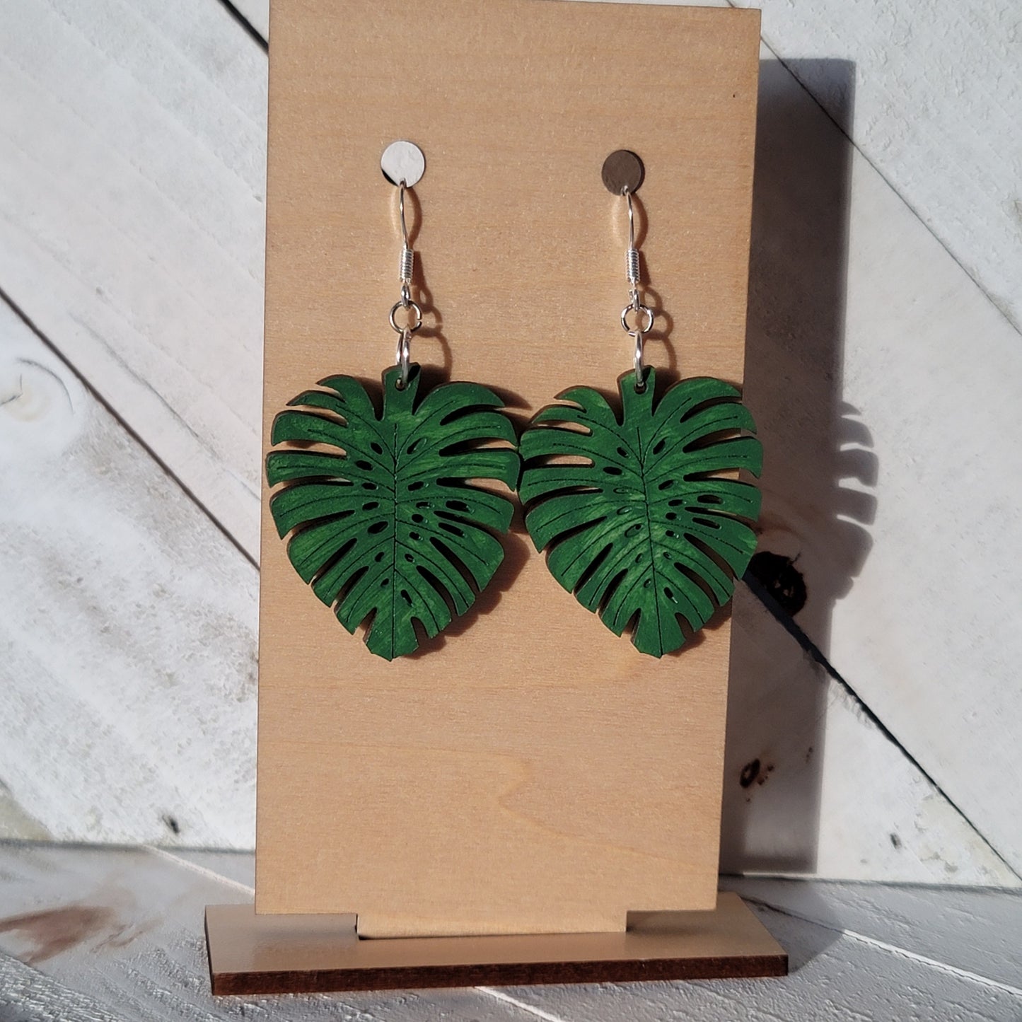 Handmade Monstera Leaf Dangle Earrings – Lightweight Botanical Jewelry