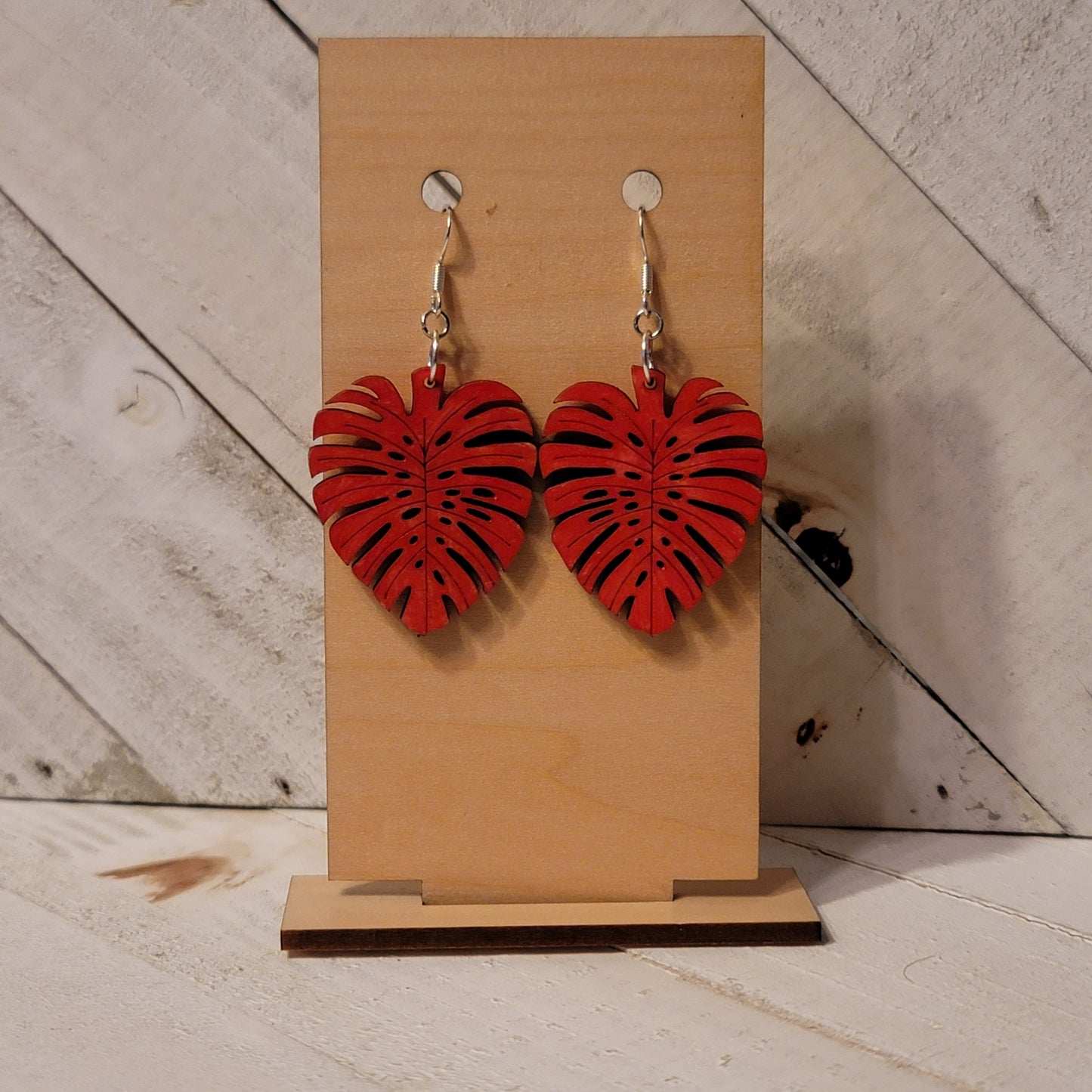 Handmade Monstera Leaf Dangle Earrings – Lightweight Botanical Jewelry