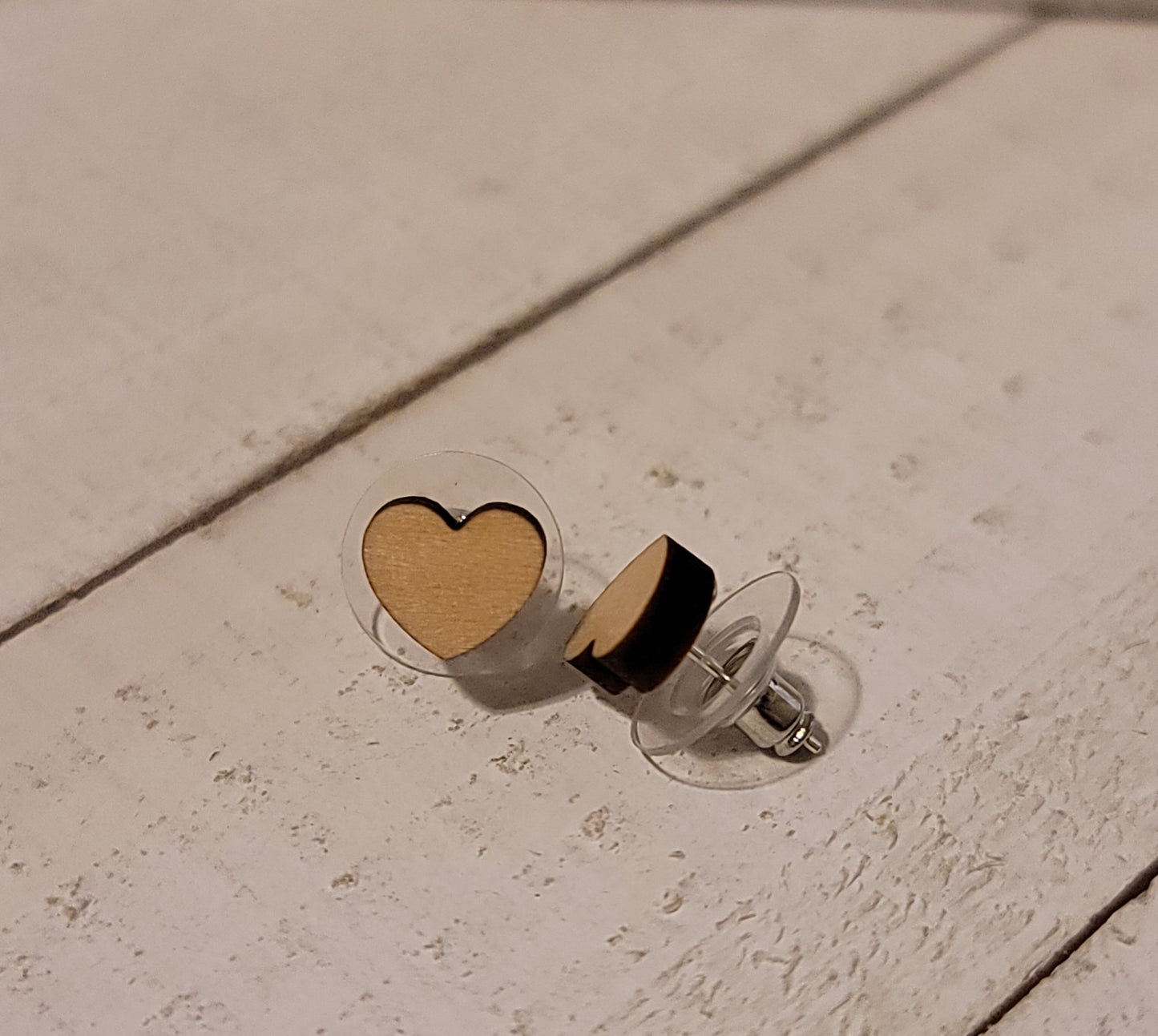 Sweetheart Wood Stud Earrings – Everyday Lightweight
