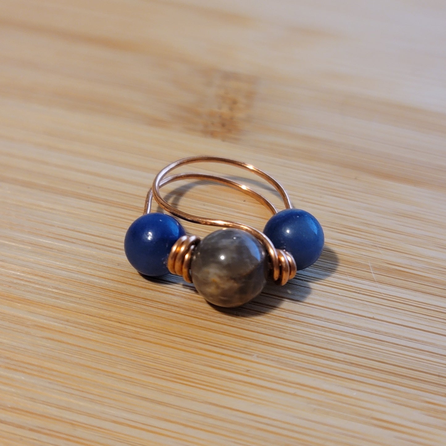 Handmade Copper Wire Wrapped Gemstone Rings – Multiple Sizes Available