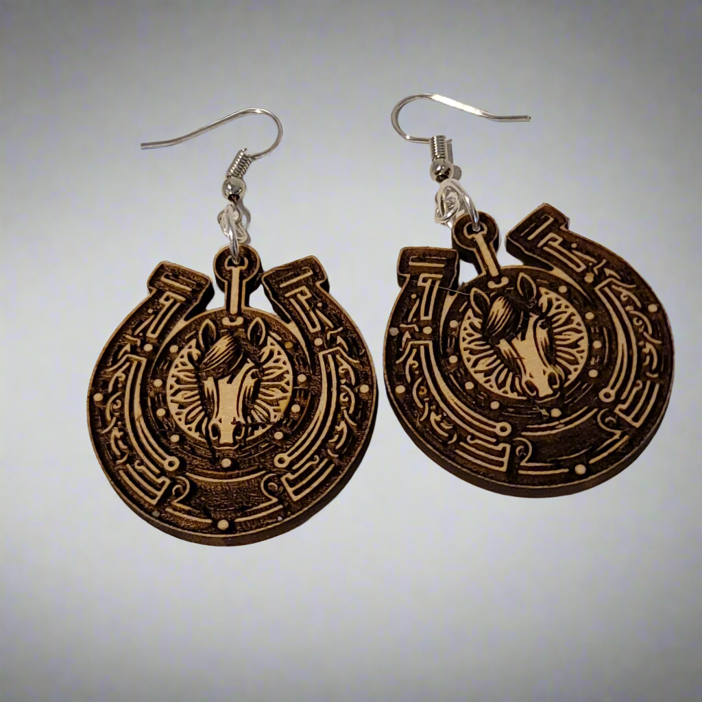 Horseshoe Earrings Western Cowgirl Dangle