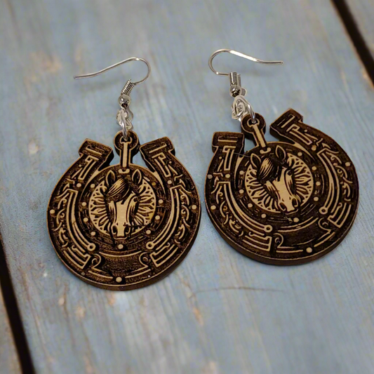 Handmade Horseshoe Dangle Earrings – Rustic Western Horse Jewelry