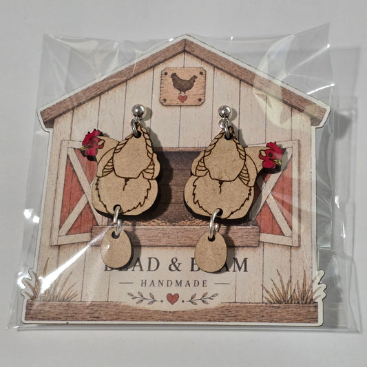 Handmade Chicken Butt Hen & Egg Dangle Earrings – Farmhouse Humor Gift