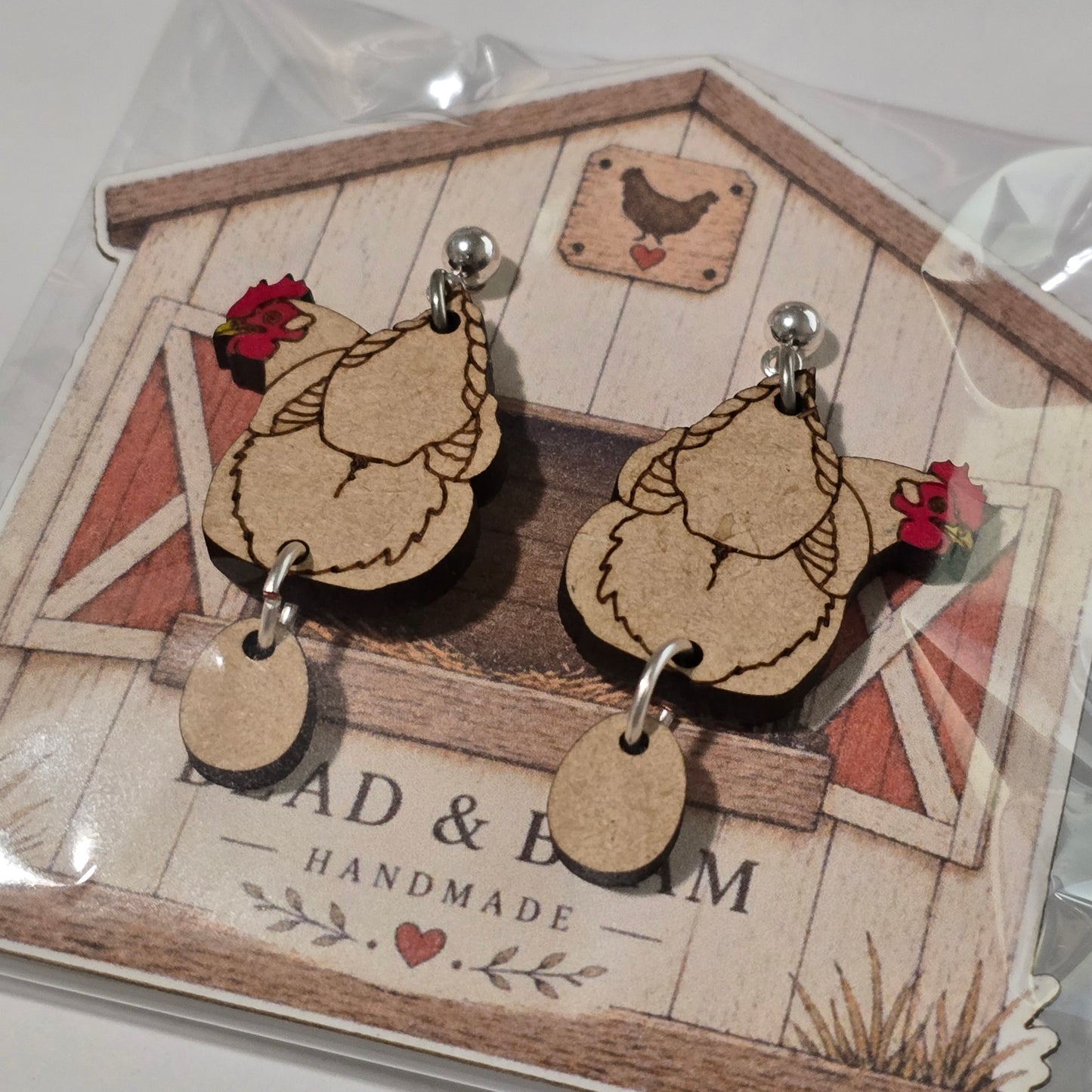 Handmade Chicken Butt Hen & Egg Dangle Earrings – Farmhouse Humor Gift