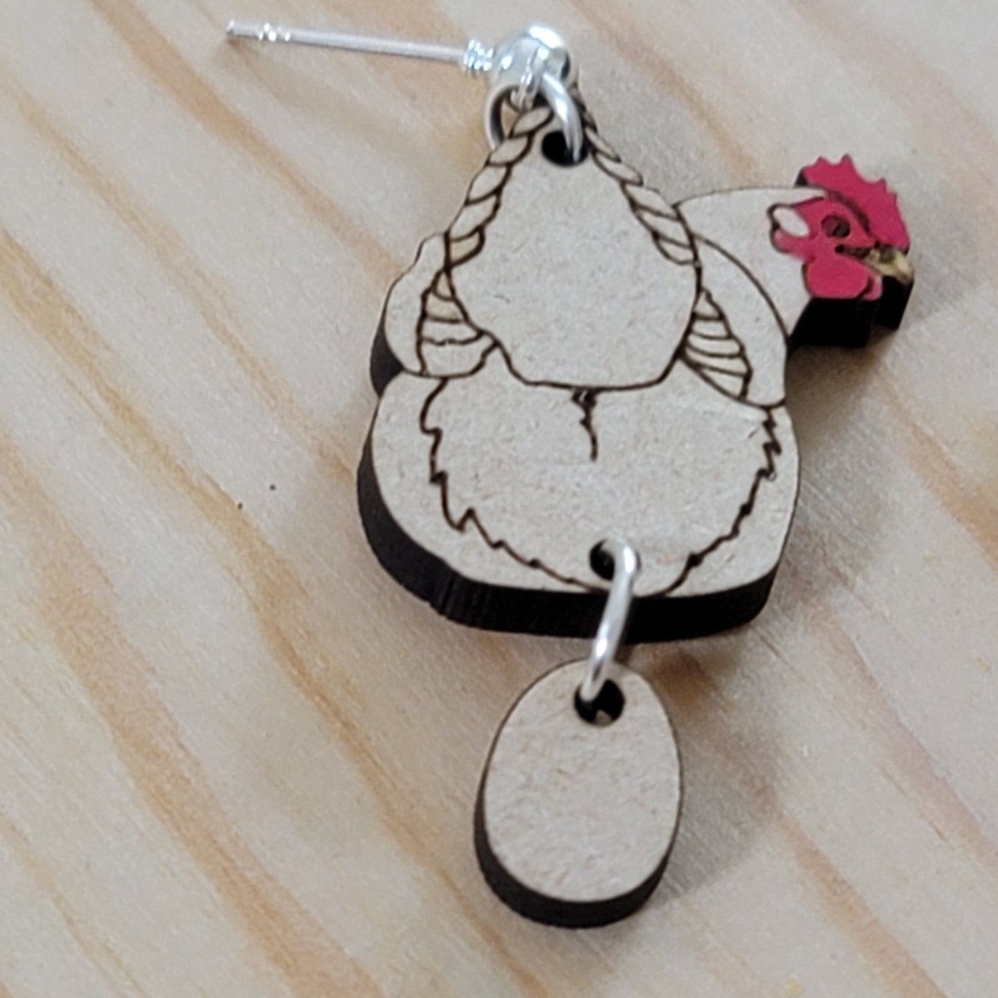 Handmade Chicken Butt Hen & Egg Dangle Earrings – Farmhouse Humor Gift