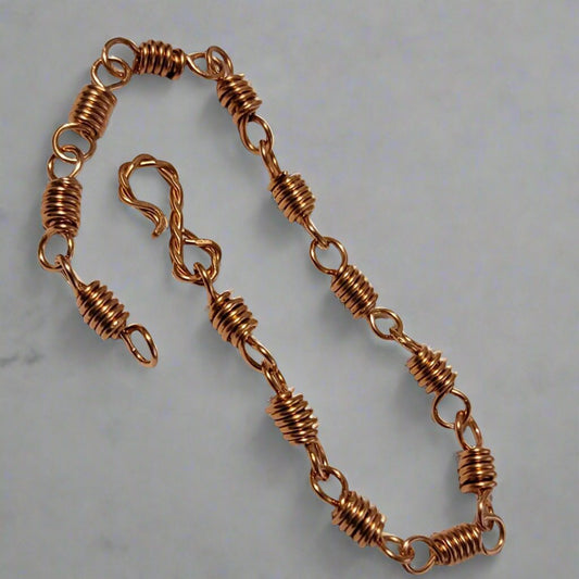 Handmade Copper Wire Wrapped Chain Bracelet – Unisex Rustic Jewelry