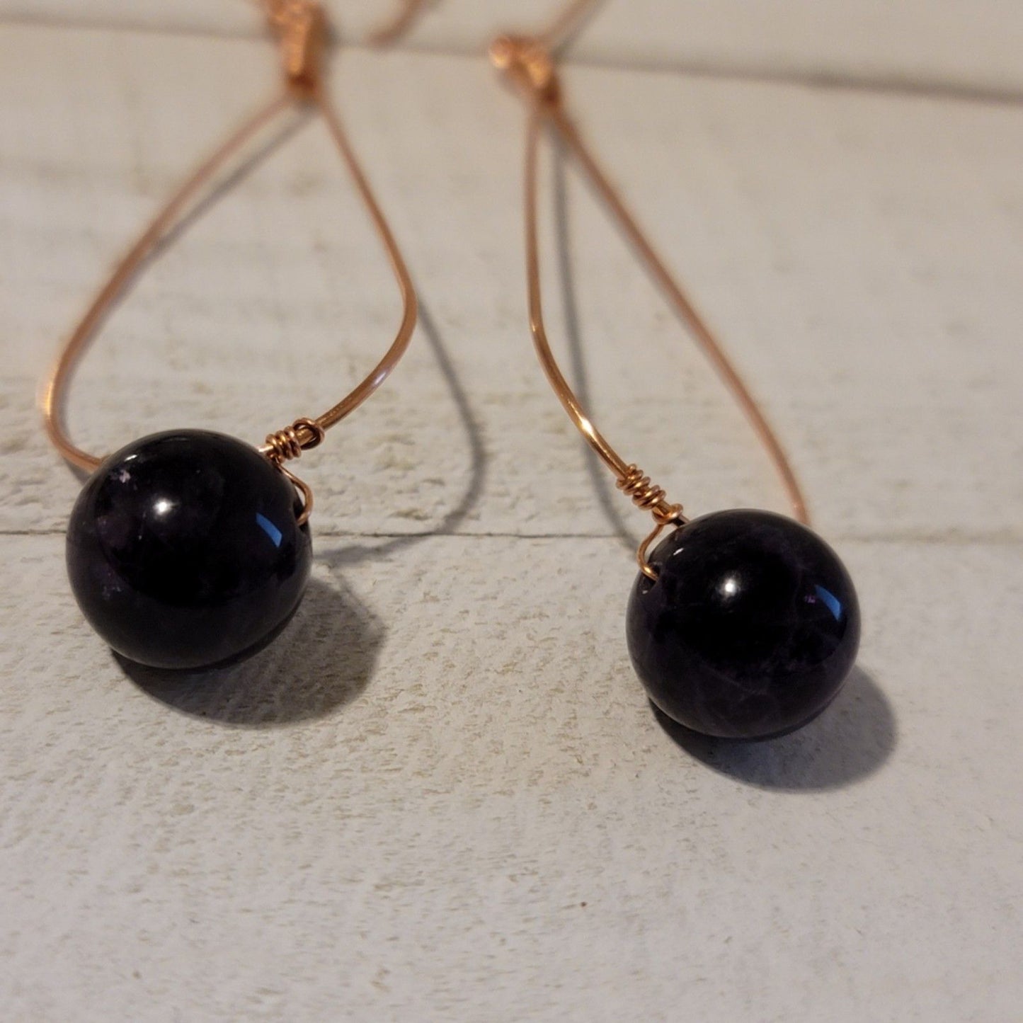 Handmade Tear Drop Amethyst Dangle Earrings