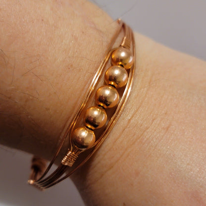 Handmade Copper Beaded Bracelet – Minimalist Wire Wrap Design