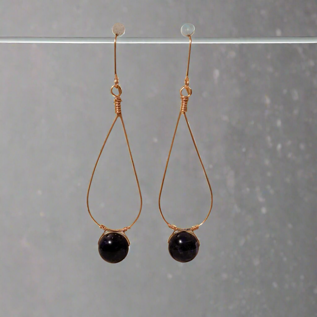 Handmade Tear Drop Amethyst Dangle Earrings