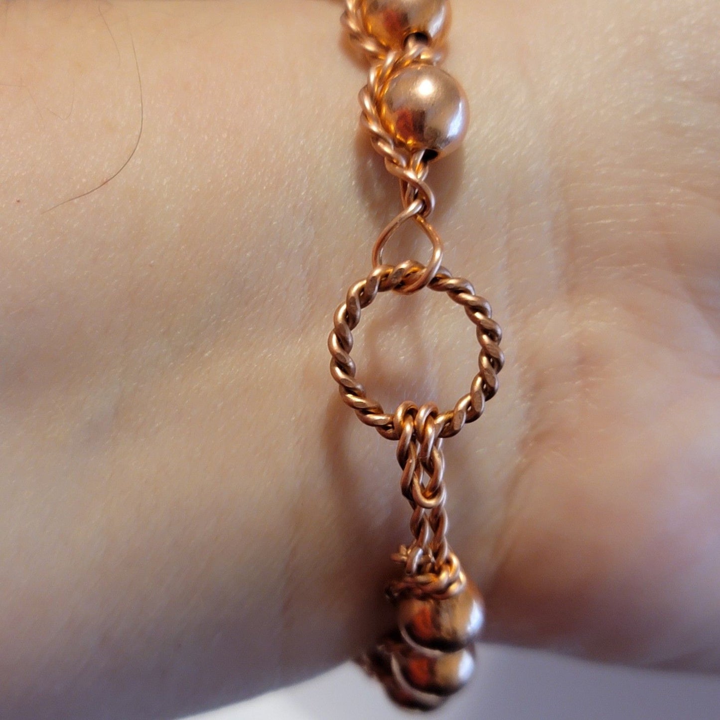 Handmade Twisted Copper Wire Bead Bracelet – Rustic Boho Jewelry
