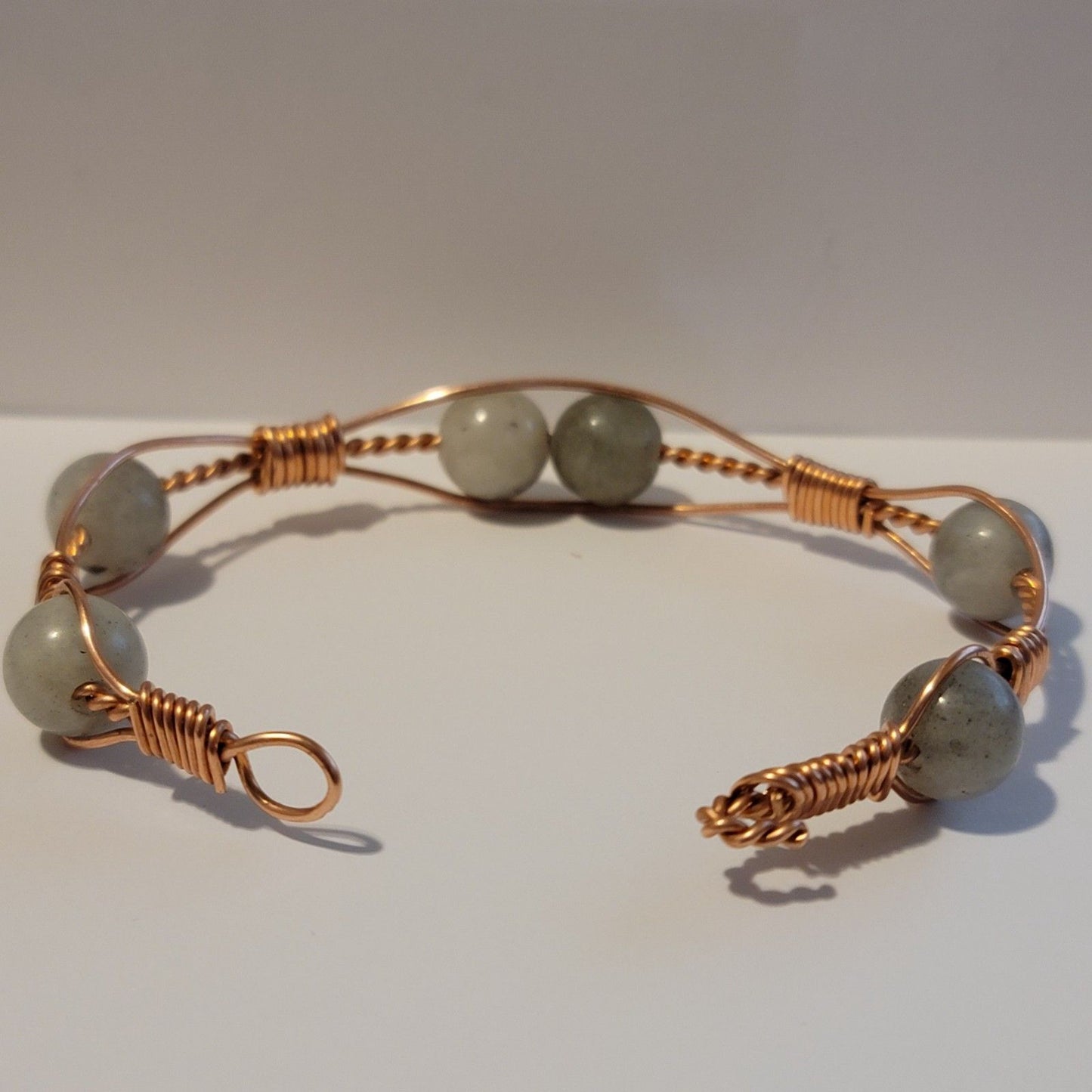 Handmade Wire Wrapped Copper Labradorite Cuff Bracelet – Natural Stone