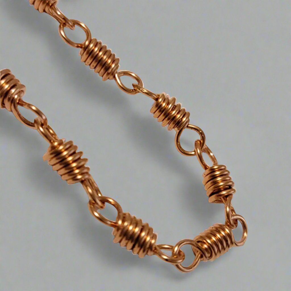 Handmade Copper Wire Wrapped Chain Bracelet – Unisex Rustic Jewelry