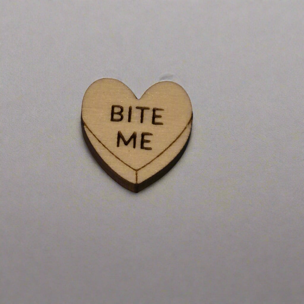 Handmade Wooden Heart Stud Earrings – Valentine’s “Hug Me” Candy Design