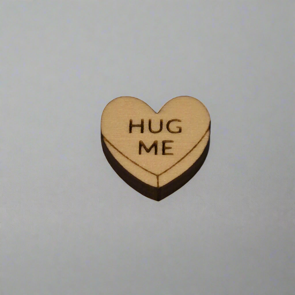 Handmade Wooden Heart Stud Earrings – Valentine’s “Hug Me” Candy Design