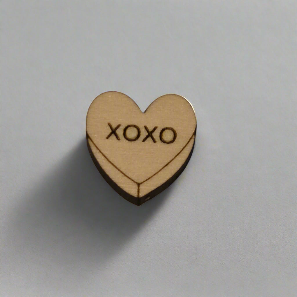Handmade Wooden Heart Stud Earrings – Valentine’s “Hug Me” Candy Design