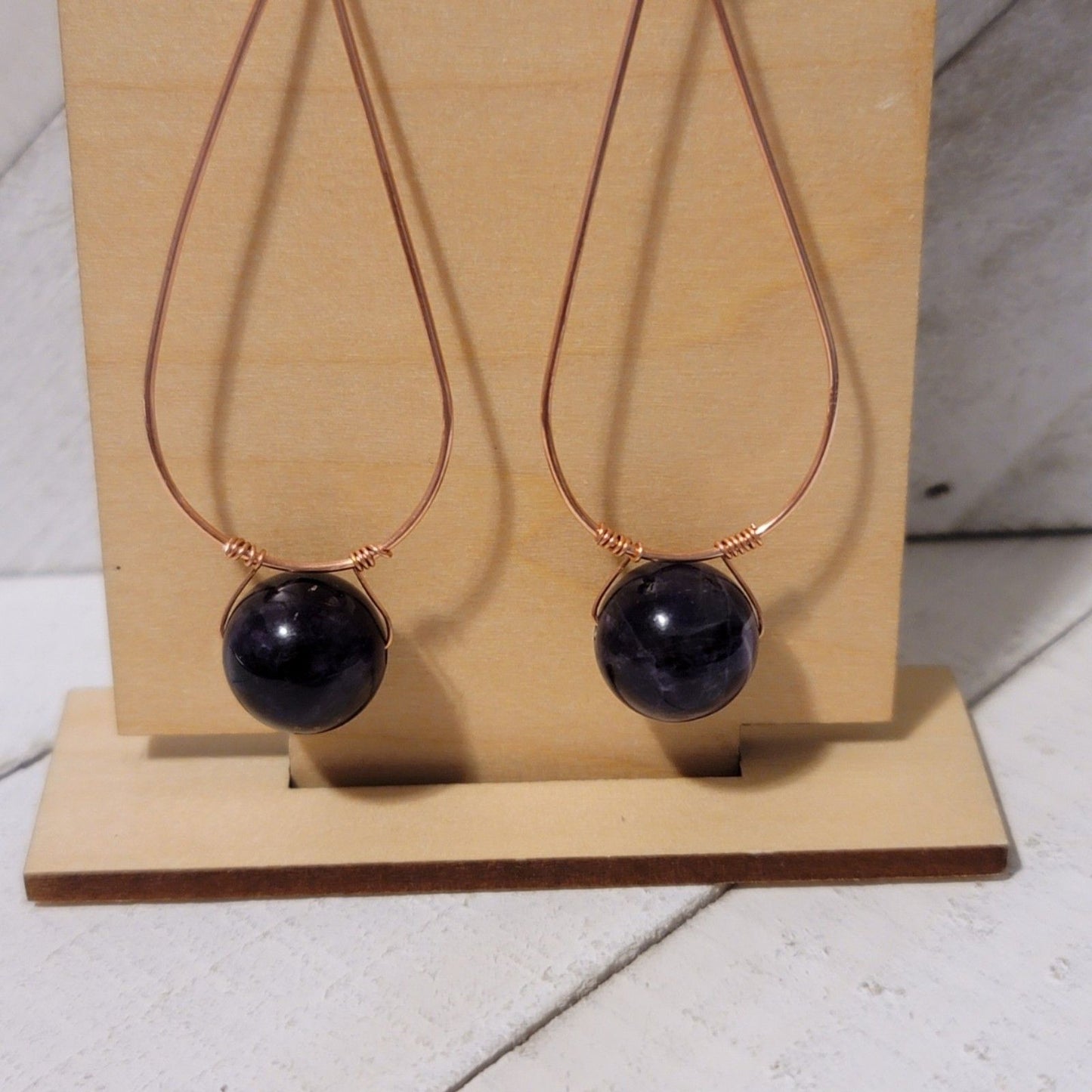 Handmade Tear Drop Amethyst Dangle Earrings