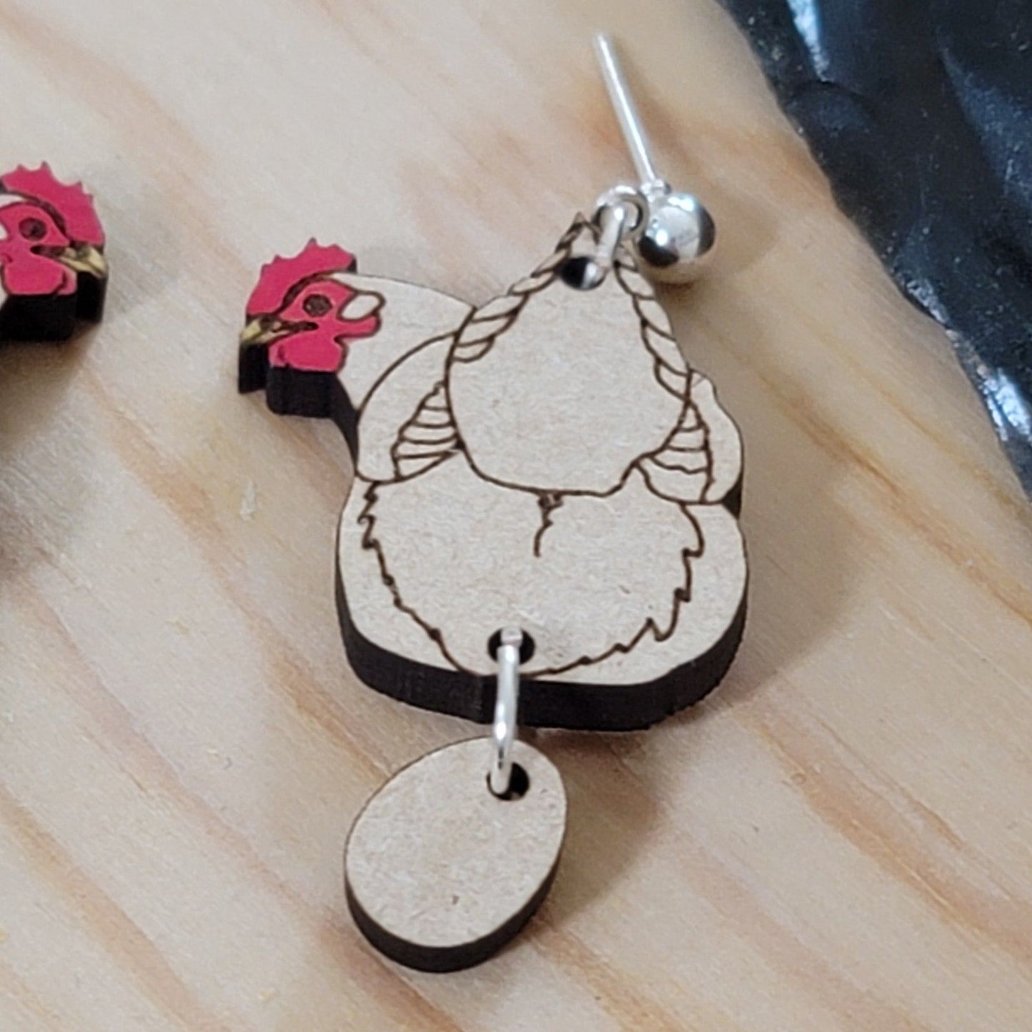 Handmade Chicken Butt Hen & Egg Dangle Earrings – Farmhouse Humor Gift