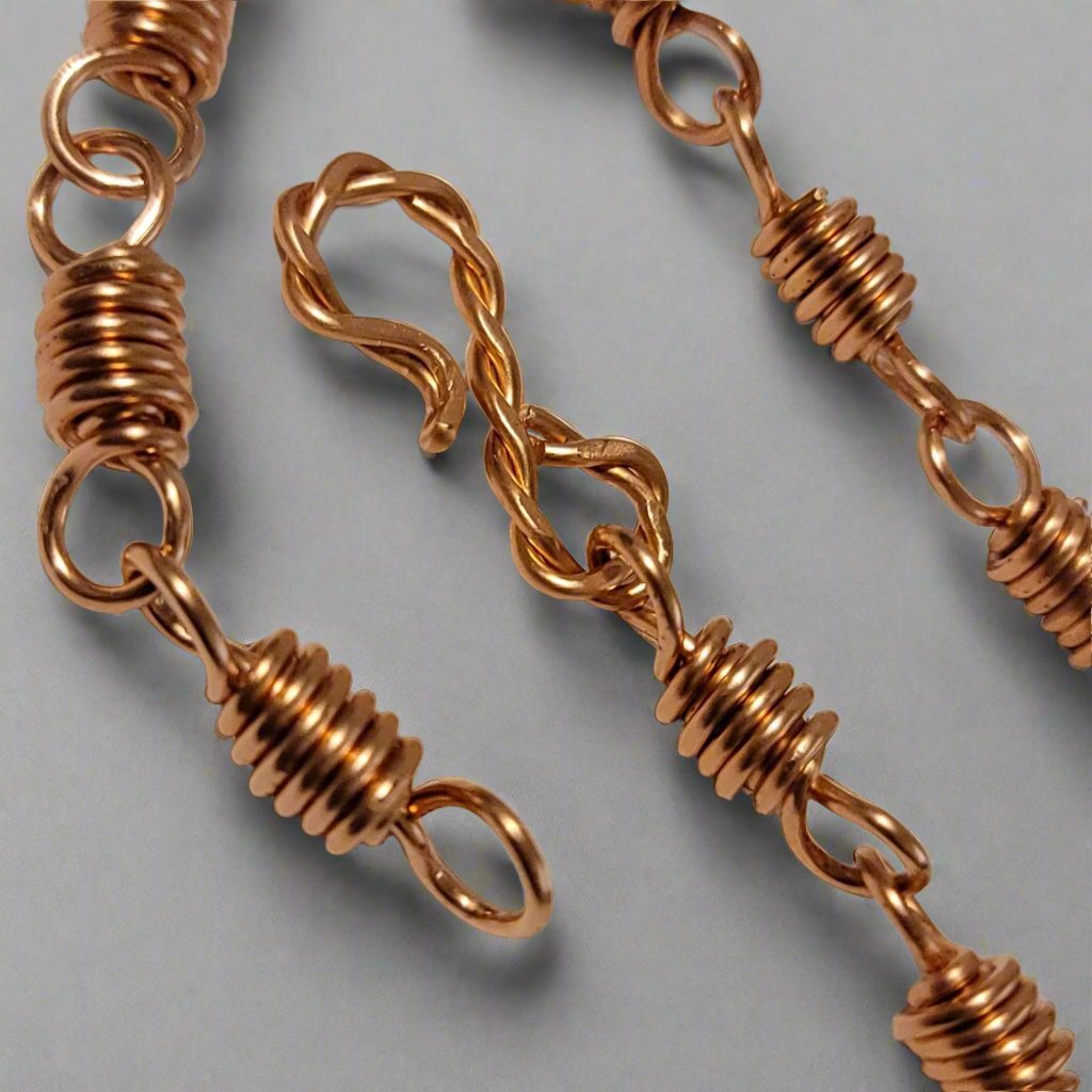 Handmade Copper Wire Wrapped Chain Bracelet – Unisex Rustic Jewelry