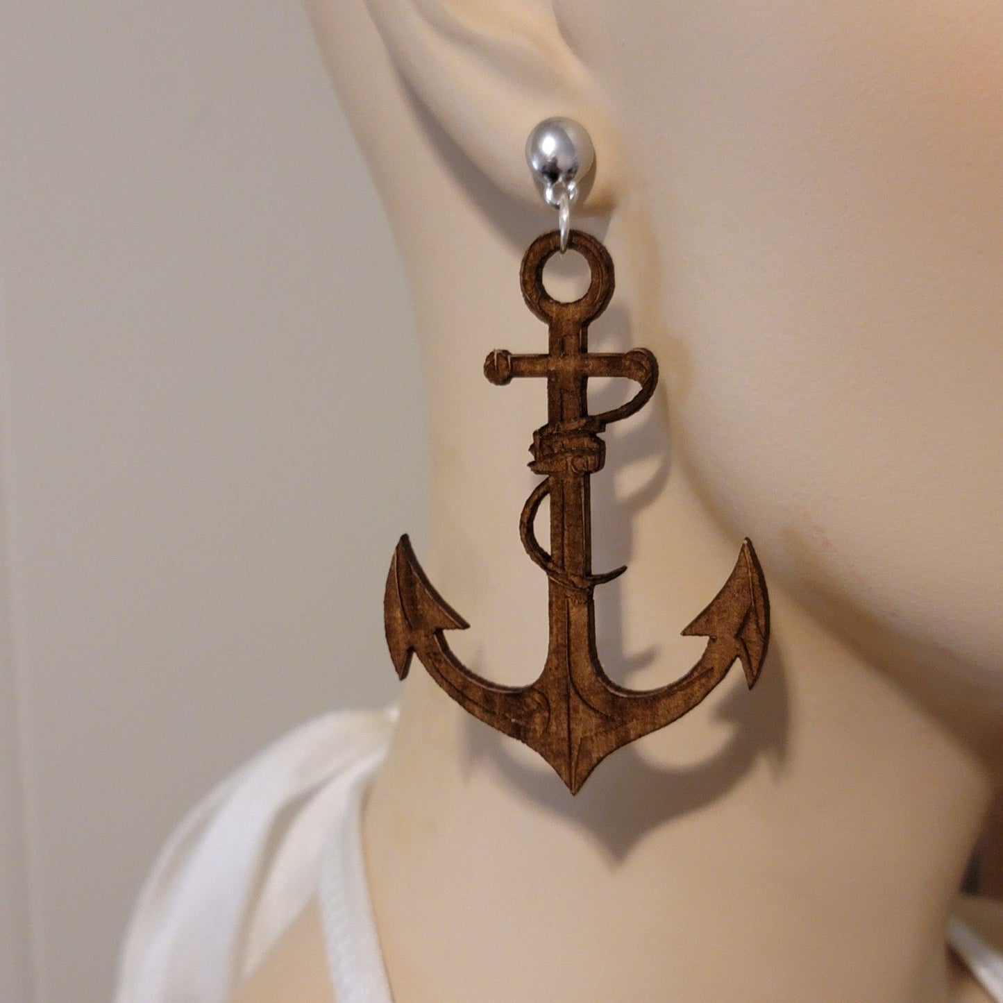 Large Laser Cut Anchor Earrings