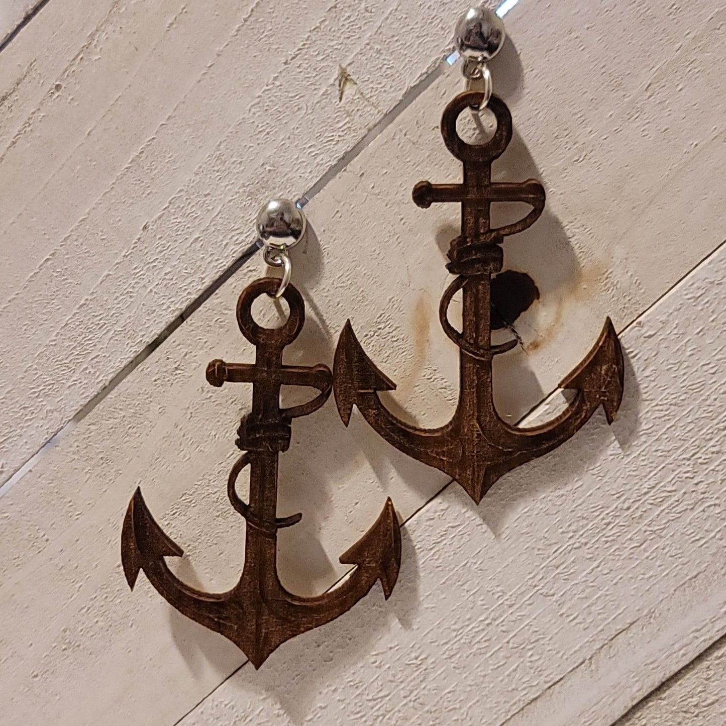 Large Laser Cut Anchor Earrings