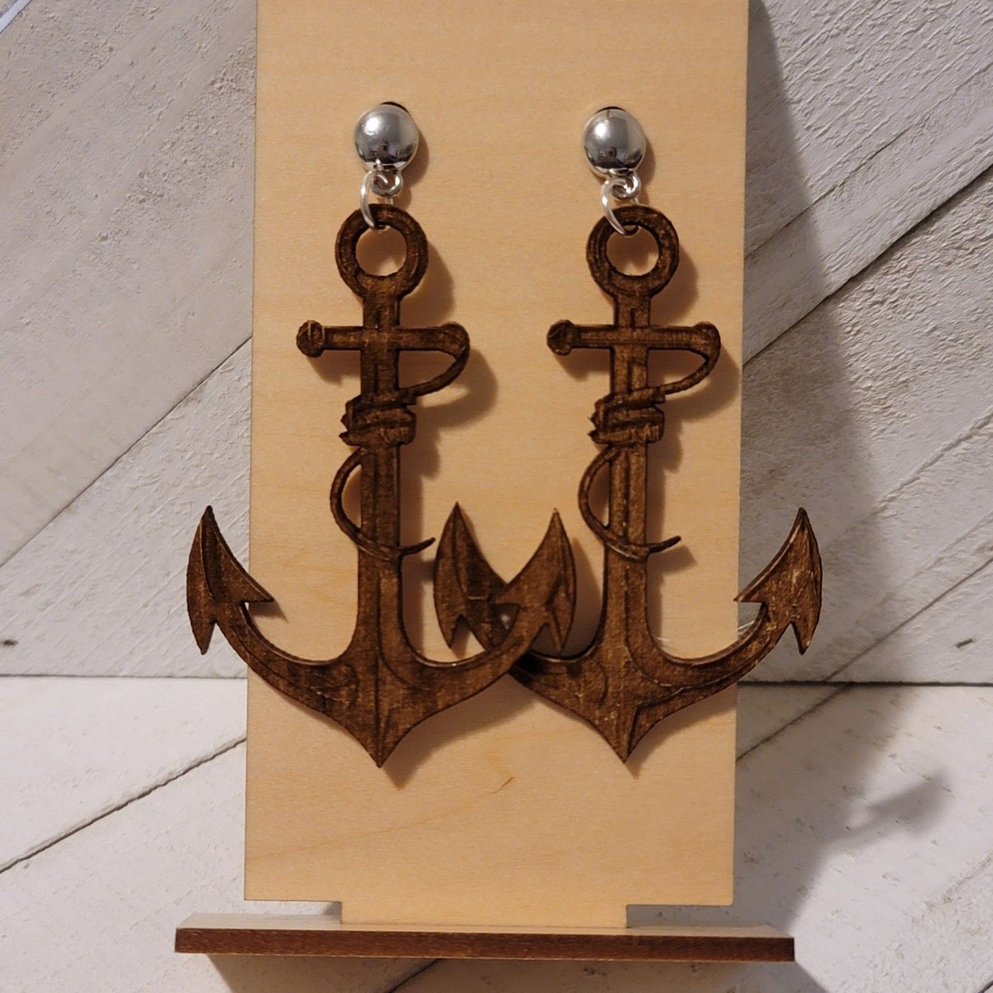 Large Laser Cut Anchor Earrings