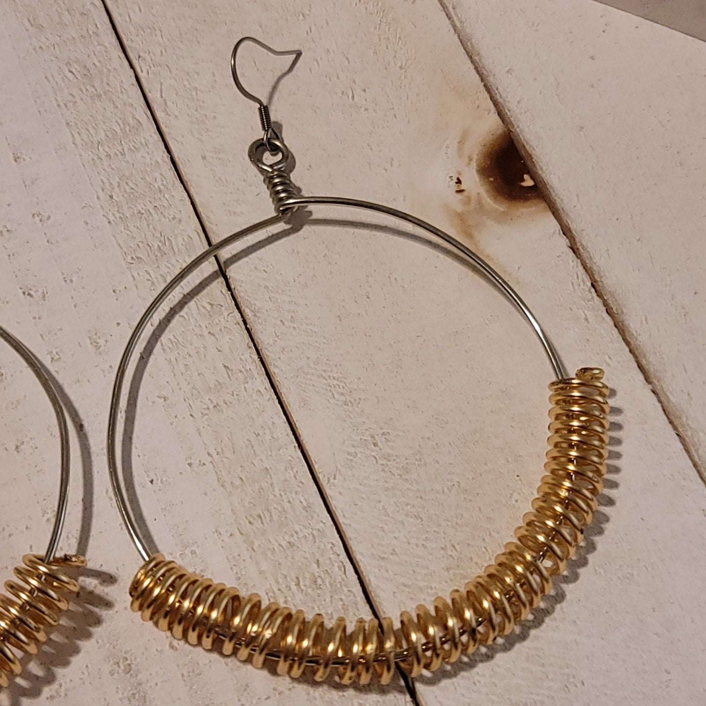 Handmade Gold Spring Hoop Earrings – Lightweight Wire Wrapped Hoops