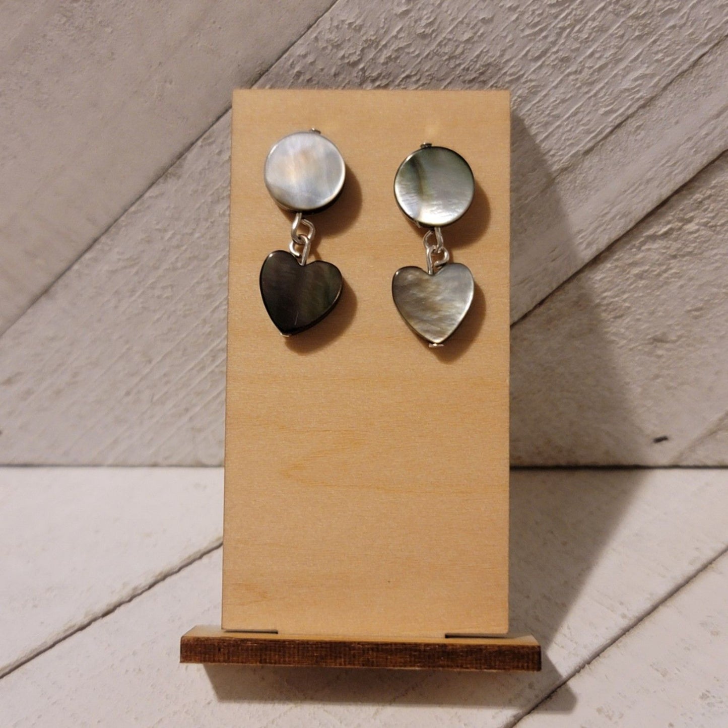 Handmade Abalone Heart Dangle Earrings – Mother of Pearl Drop Jewelry