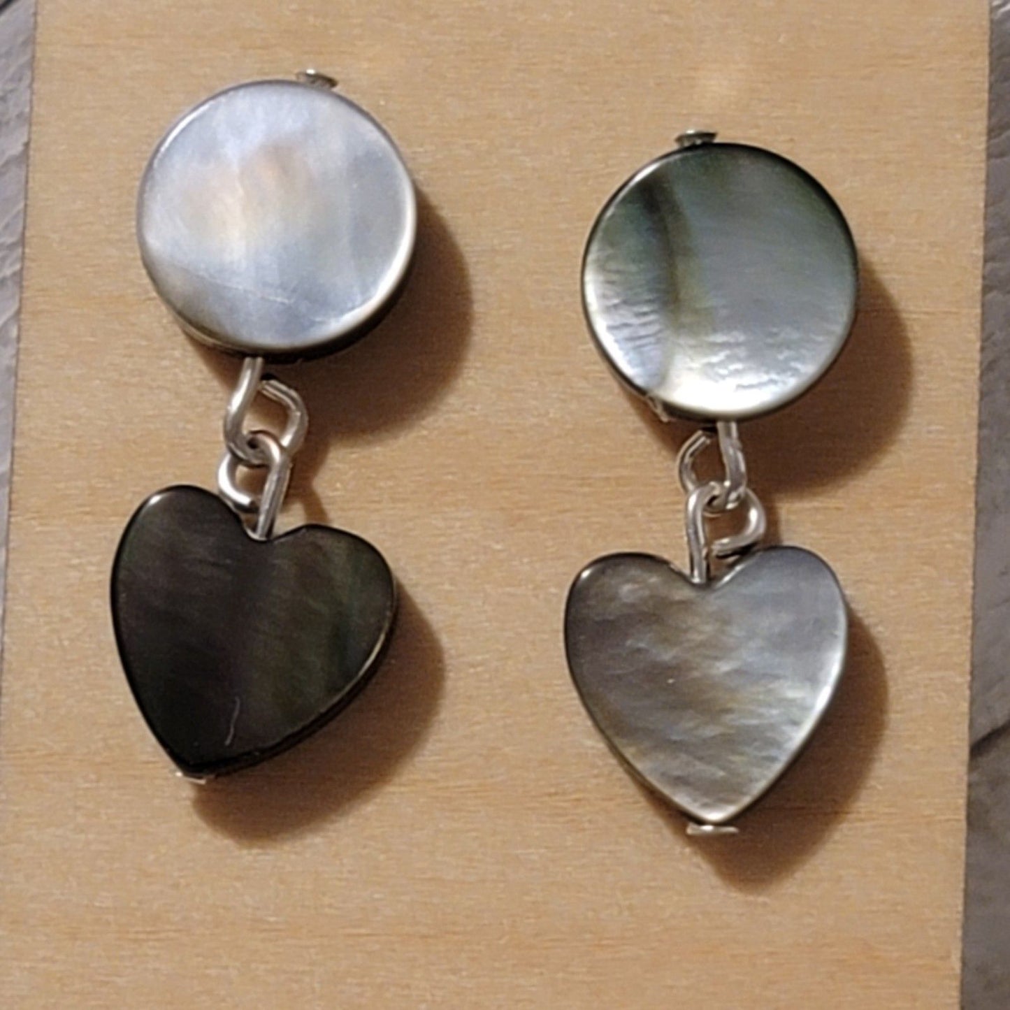 Handmade Abalone Heart Dangle Earrings – Mother of Pearl Drop Jewelry