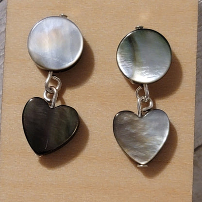 Handmade Abalone Heart Dangle Earrings – Mother of Pearl Drop Jewelry