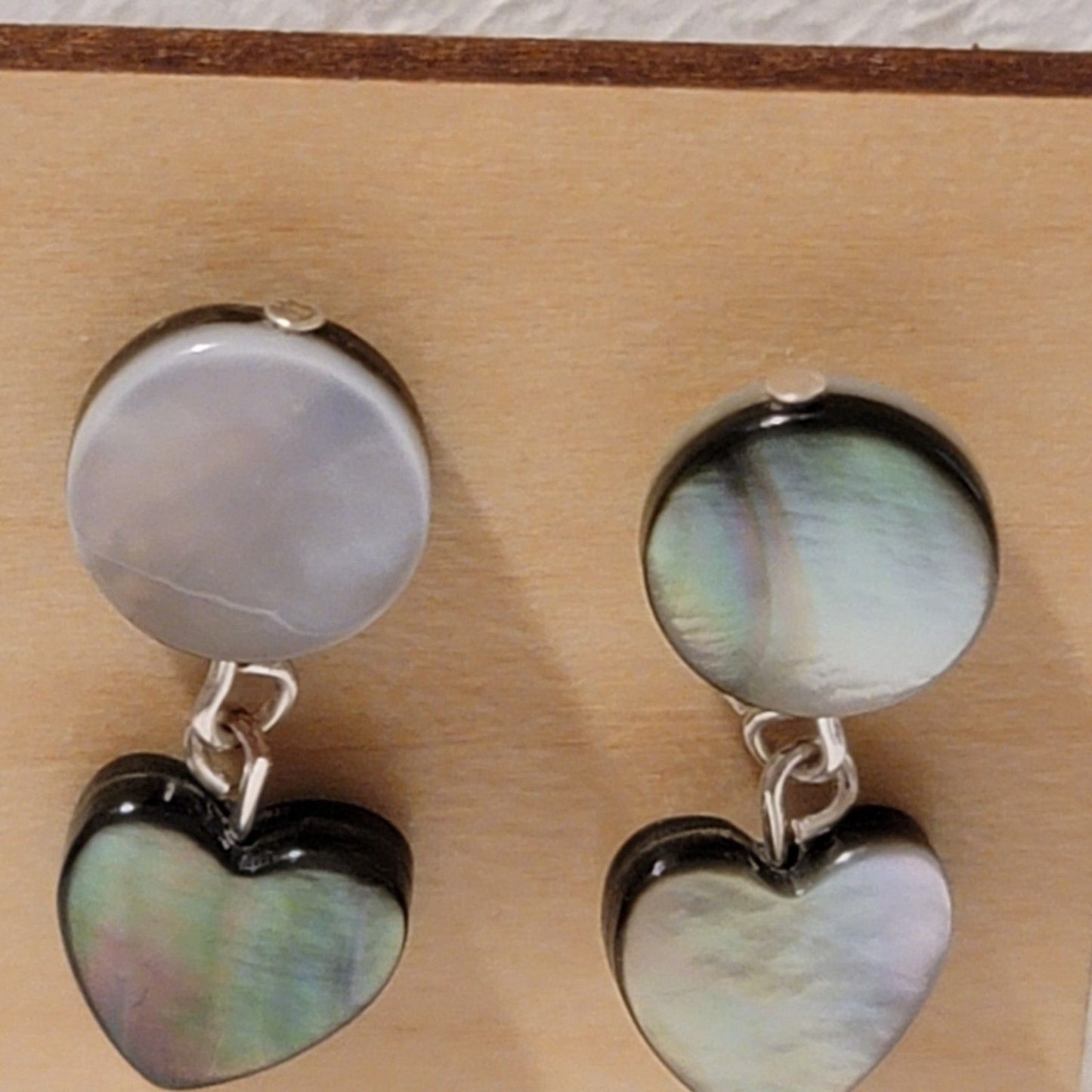 Handmade Abalone Heart Dangle Earrings – Mother of Pearl Drop Jewelry