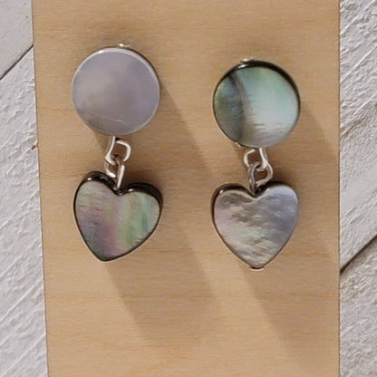 Handmade Abalone Heart Dangle Earrings – Mother of Pearl Drop Jewelry