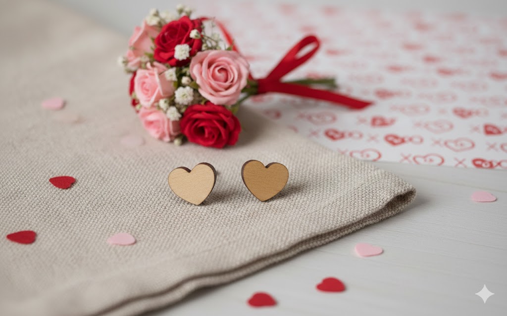 Sweetheart Wood Stud Earrings – Everyday Lightweight